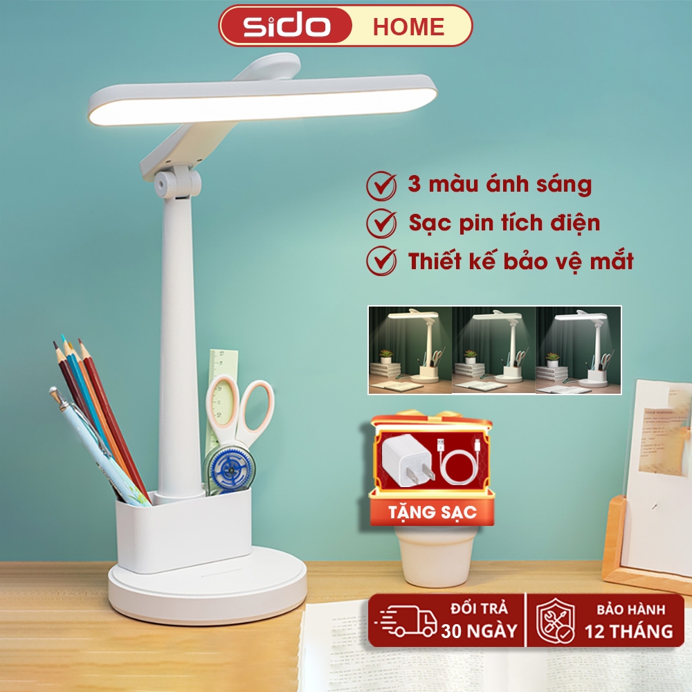 Đèn học để bàn tích điện Sidohome XH4800 đèn đọc sách để bàn làm vi...