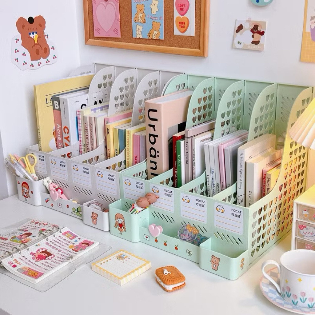 [Tặng Sticker] Giá Để Tài Liệu,  4 Ngăn, 2 tầng. Kệ Nhựa Đựng Sách ...