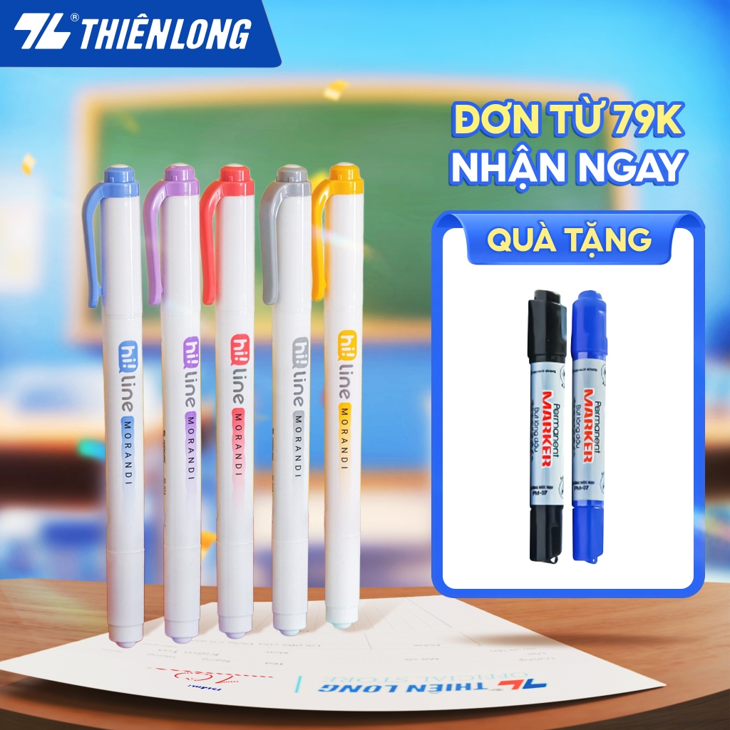 Bút dạ quang màu Morandi Hi! Line Thiên Long HL-024 - Công nghệ chố...